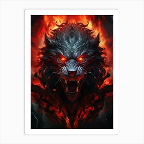 Wolf In Flames 8 Art Print