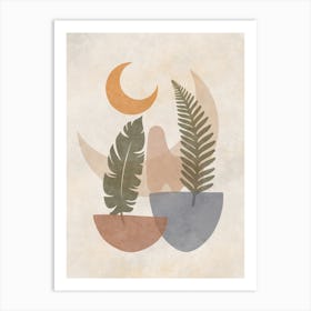 Moon And Ferns 1 Art Print