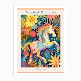 Floral Unicorn Galloping Fauvism Inspired 2 Poster Art Print
