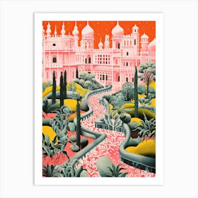 Palace Of Queluz Gardens Abstract Riso Style 1 Art Print