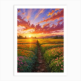 Sunset In The Field 26 Art Print