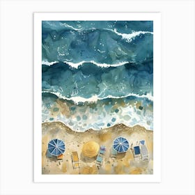 Watercolor Of Beach Umbrellas Art Print