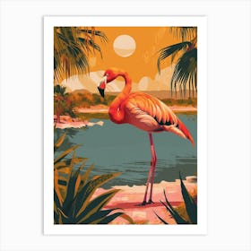 Greater Flamingo Camargue Provence France Tropical Illustration 7 Art Print