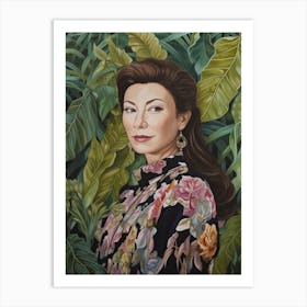 Floral Handpainted Portrait Of Michelle Yeoh 2 Art Print