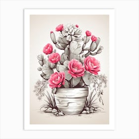 Cactus In A Pot Art Print Art Print