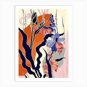 Colourful Flower Illustration Aconitum 3 Art Print