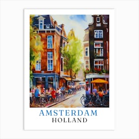 Netherlands Amsterdam, travel poster, wall art print, Amsterdam painting,100 Art Print