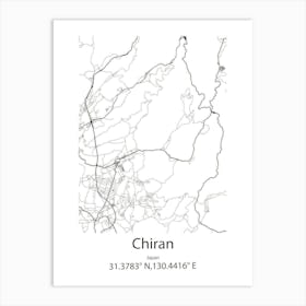 Chiran,Japan Minimalist Map Art Print