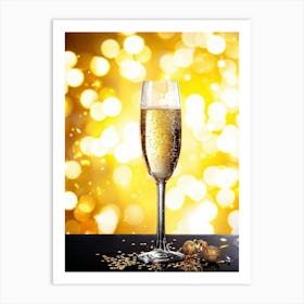 Champagne Glass On A Table Art Print