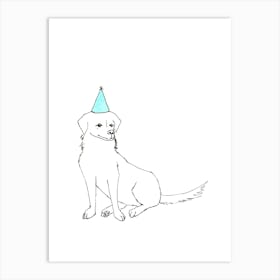 Dog In Party Hat Art Print