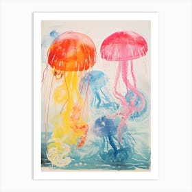 Jellyfish Risograph Inspired 1 Art Print