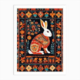 Rabbit In A Rug, Quilting Art, 1454 Art Print