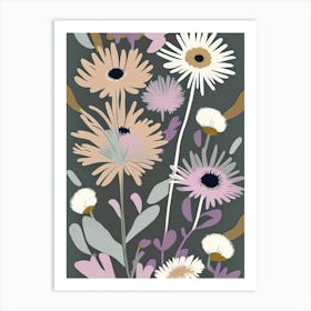 Asters Wildflower Modern Muted Colours Art Print