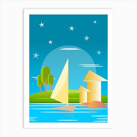 Sailboats On The Lake Art Print