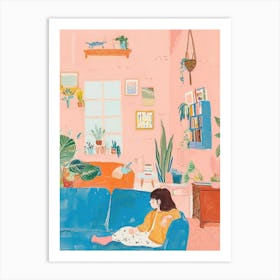 Girl Chilling Lo Fi Kawaii Illustration 3 Art Print