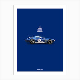 Cars in Colors, Corvette Grand Sport Blue Art Print