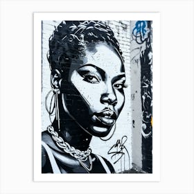 Graffiti Mural Of Beautiful Black Woman 269 Art Print