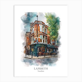 Lambeth London Borough   Street Watercolour 3 Poster Art Print
