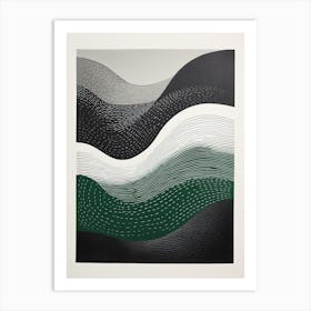Mid Centure Modern Green Waves Art Print