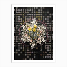 Vintage Daylily Flower Wreath on Dot Bokeh Pattern n.0126 Art Print