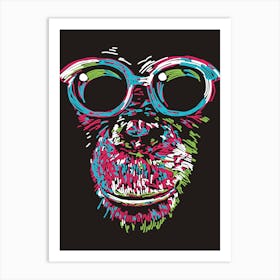 Monkey With Glasses Pop Art Print