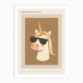 Unicorn With Sunglasses Muted Pastel 1 Poster Art Print