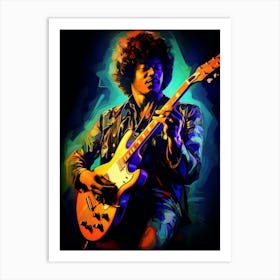 Jimi Hendrix Neon Lights 5 Art Print