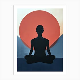 Silhouette Of A Man In Meditation, Minimalism Art Print