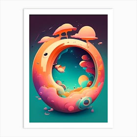 Wormhole Kawaii Kids Space Art Print