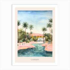 Swimming In Canary Islands Spain Watercolour Poster Art Print