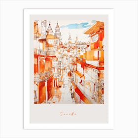 Seville Spain 3 Orange Drawing Poster Art Print