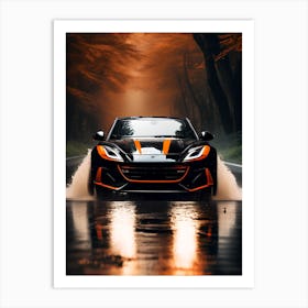 Sports Car In The Rain Art Print