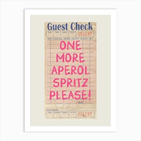 Aperol Spritz Guest Check Art Print