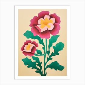 Cut Out Style Flower Art Carnation 4 Art Print