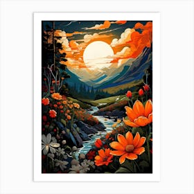 Sunset In The Mountains Art Print