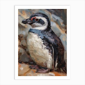 African Penguin Dunedin Taiaroa Head Oil Painting 4 Art Print