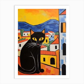 Painting Of A Cat In Assisi Italy Art Print