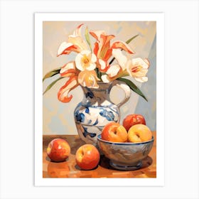 Calla Lily Flower And Peaches Still Life Painting 3 Dreamy Art Print
