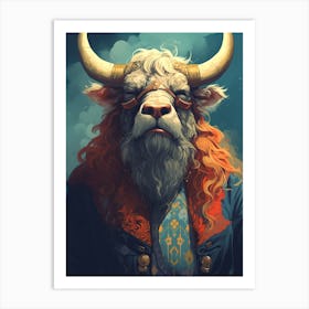 Horned Bull Art Print