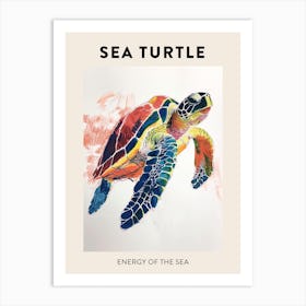 Detailed Sea Turtle Crayon Scribble Poster 1 Art Print