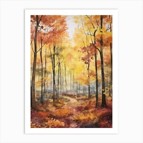 Autumn Forest Landscape The Forest Of Broceliande Art Print