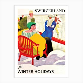 Switzerland For Winter Holidays, Travel Poster Art Print