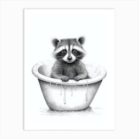 Raccoon In Bath Illustration 2 Art Print