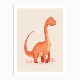 Cute Cartoon Therizinosaurus Dinosaur Watercolour 1 Art Print