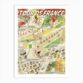 Tour De France Comic Book Style Art Print
