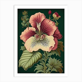 Hibiscus 3 Floral Botanical Vintage Poster Flower Art Print