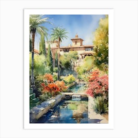 Generalife Gardens Spain Watercolour 2 Art Print