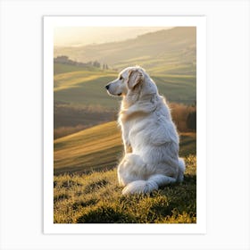 Golden Retriever Dog In The Countryside. Generated AI. Art Print Art Print