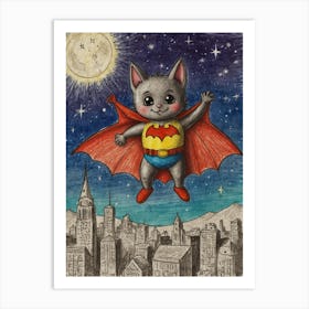 Batman Cat 4 Art Print