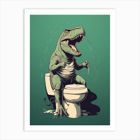 T-Rex On Toilet Art Print